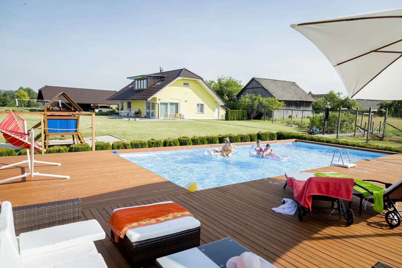Pool in front of the residence