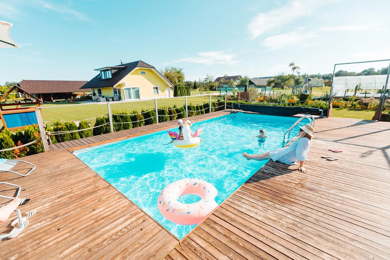 Pool with a view of the countryside