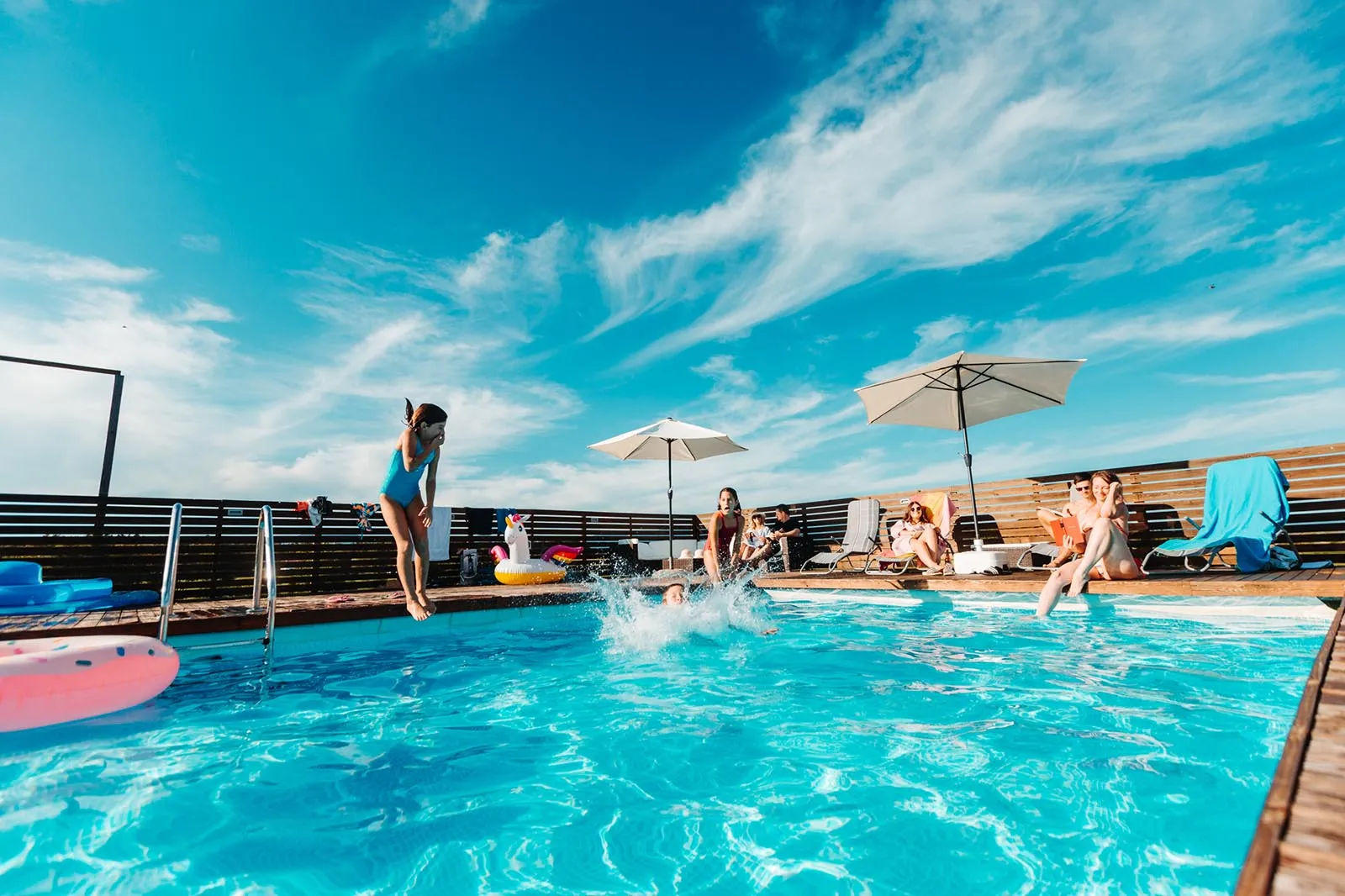 Swimming and fun in the pool