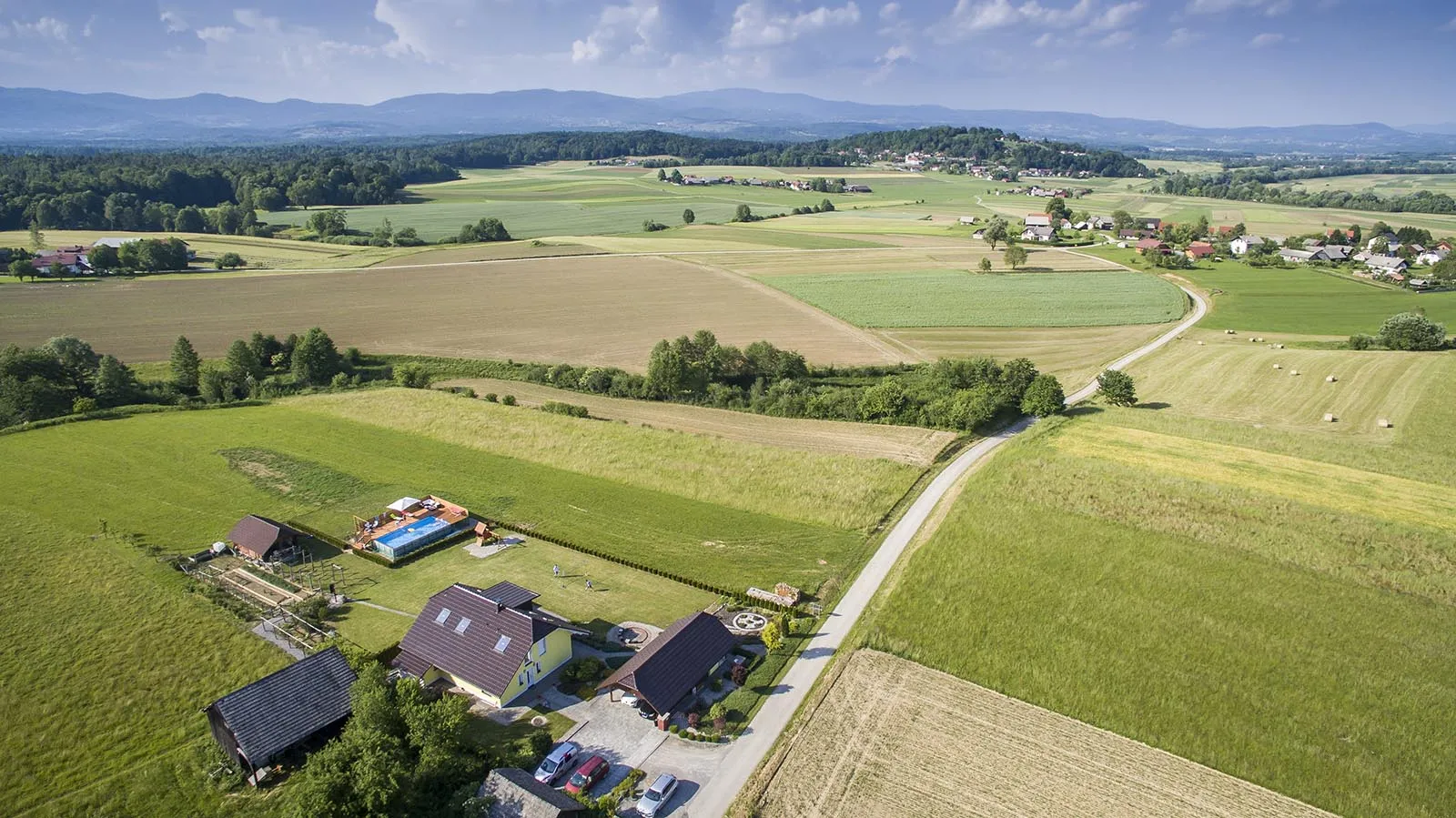 Fields of Bela krajina from the air