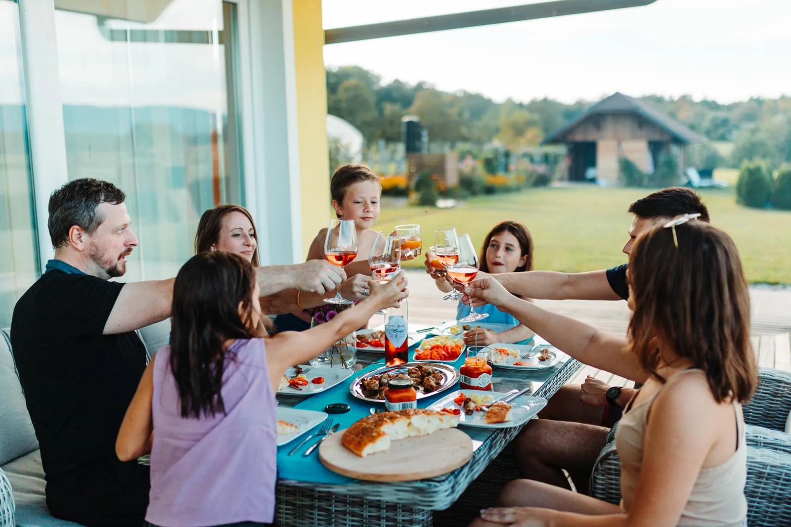 An evening gathering on the terrace of Residence Ana